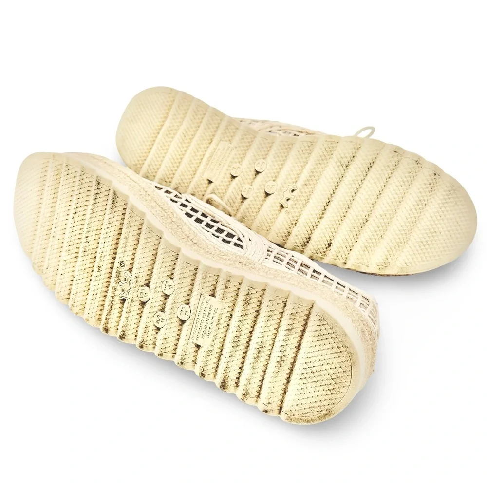 Love Rio Women Elsie Espadrille Sneakers 10 Natural Woven Lattice Lace Up Brazil